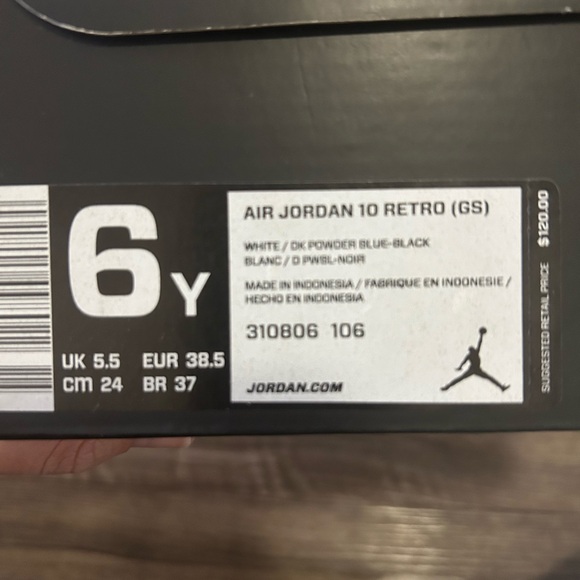 AIR JORDAN 10 RETRO POWDER BLUE - SIZE 6Y - Picture 10 of 10